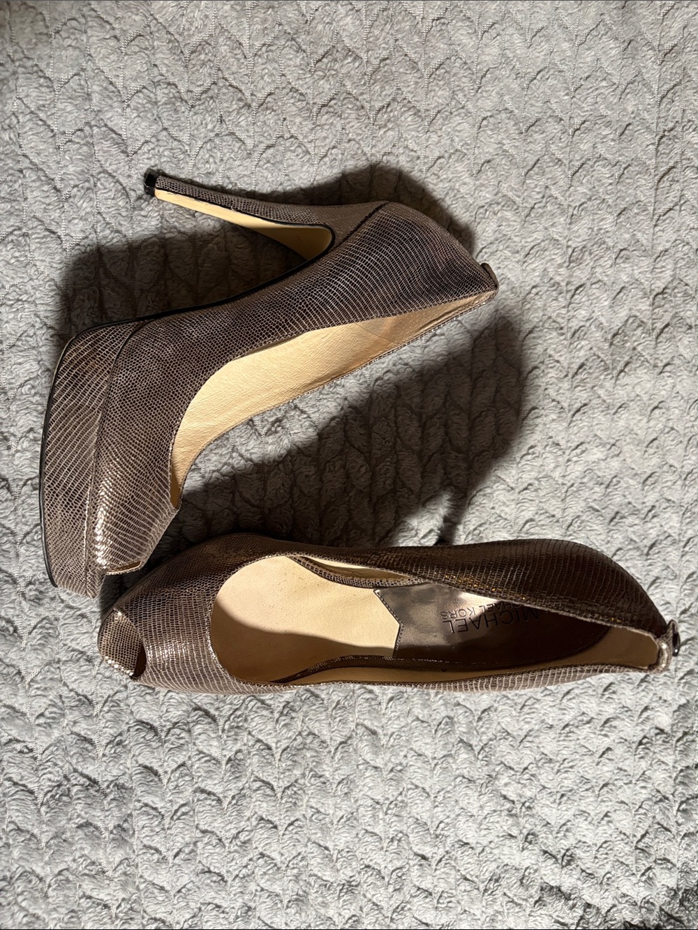 Michael Kors Brown Peep-Toe Platform Pumps Size 7.5